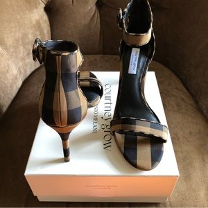 SOLD Plaid Open Toe Dress Ankle Strap Heel.